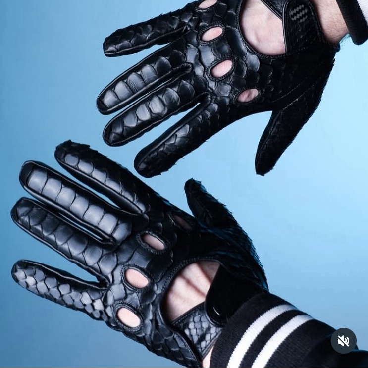 Black Python Men's Gloves